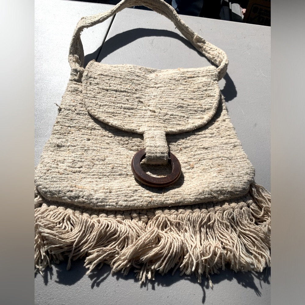 Vintage cream boho woven purse/bag